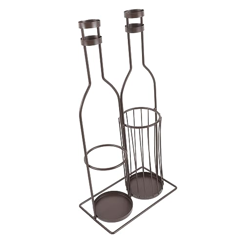 TOPPERFUN Weinständer Aus Metall Weinregal Mit Korkenhalter Flaschenständer Für Rotwein Und Weißwein Weinflaschenhalter Zur Präsentation Und Aufbewahrung Stilvolles Design Für Küche von TOPPERFUN