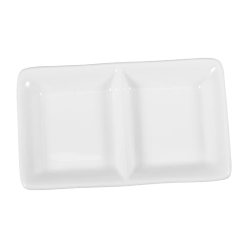 TOPPERFUN Weißes Keramik Snacktablett mit Fächern für Saucen und Gewürze Geteilte Servierschale für Dips Salsa und Snacks für Partys und Täglichen Gebrauch von TOPPERFUN