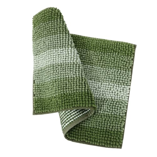 TOPPERFUN rutschfeste Chenille Badezimmermatte Wasserabsorbierender Badteppich Waschbar Flauschig und Langlebig für Sauberes Badezimmer von TOPPERFUN