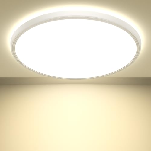 Led Deckenleuchte mit Radar Bewegungsmelder innen - 18W 2500LM Rund Flach 4000K Weiss Led Deckenlampe Bewegungsmelder Innen Lampe Decke Wandleuchte Wandlampe Sensor Licht für Flur Garage Keller Balkon von TOPPLEE