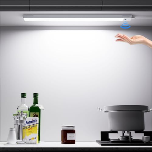 TOPPLEE 41cm Unterbauleuchte Küche LED, Dimmbare Schrankbeleuchtung mit Berührungslosem Sensor, 500 Lumen 6000K Kaltweißer LED Lichtstreifen, Geeignet für Küchen, Werkbänke, Schreibtische und Vitrinen von TOPPLEE