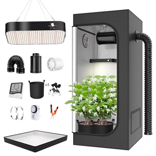 TOPRON Growzelt Komplettset Anbau Set mit 200W LED Vollspektrum Grow Lampe Dimmbar, 80x80x180cmcm GrowZelt Kit Komplettes Hydroponics Grow Tent Complete Set(80x80x180cm) von TOPRON