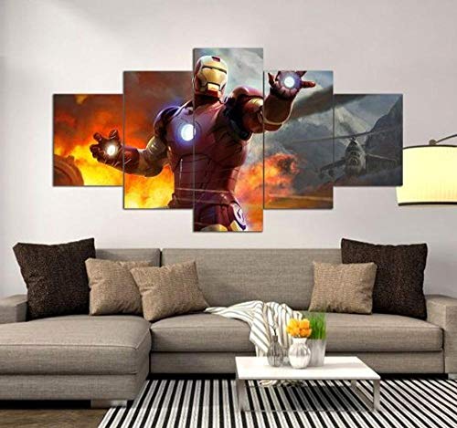 Superhero Movie Iron Man Spider Man Hulk Buster Marvel Kein Rahmen 200 x 100 cm 5 teilig kunstdrucke modern Wandbilder XXL Wanddekoration Design wandbild wohnzimmer Wohnung deko Abstrakt Gemälde von TOPRUN