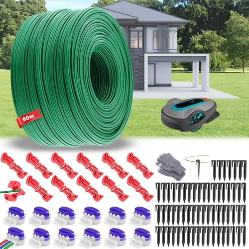 60m Universal Begrenzungskabel Mähroboter,Begrenzungsdraht Mähroboter,Mähroboter Kabel Ø2,7mm,Rasenmäher Draht aus Verzinktem Kupfer,Rasenroboter Begrenzungskabel,Rasenroboter Zubehör von TOPRUNYI