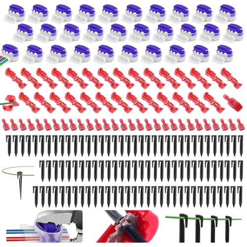 Rasenroboter Zubehör,100 Stück Erdnägel Mähroboter,30 Stück Kabelverbinder Mähroboter,30 Stück Anschlussklemmen,Begrenzungskabel Verbinder,T-Abzweigverbinder von TOPRUNYI