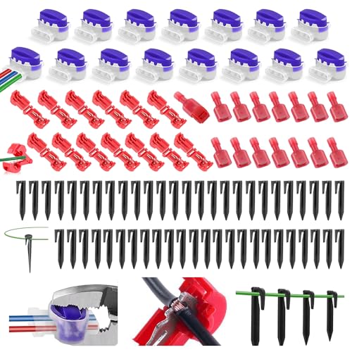 Rasenroboter Zubehör,Erdnägel Mähroboter, Kabelverbinder Mähroboter, Anschlussklemmen,Begrenzungskabel Verbinder,T-Abzweigverbinder (Schwarz/A) von TOPRUNYI