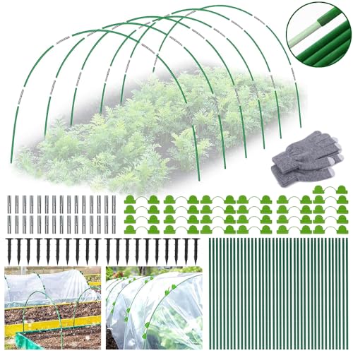 TOPRUNYI Folientunnel für Hochbeet,40PCS Pflanztunnel Bögen,Gartentunnel Reifen,Folientunnel Bögen mit Kunststoff Umwickelt,Gewächshaus Tunnel Bögen,Gewächshausreifen Fiberglas,Tunnelbögen Hochbeet von TOPRUNYI