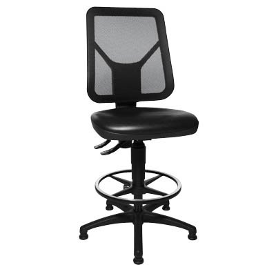 Arbeitsdrehstuhl Tec 80 schwarz mit Fußring und Bodengleiter von TOPSTAR