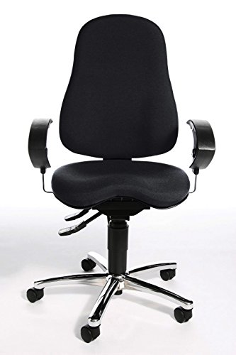 Bürodrehstuhl Topstar Sitness 10 schwarz mit Armlehnen höhenverstellbar - Doppelrollen-Set für Teppichböden von TOPSTAR