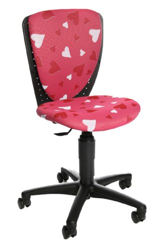 Topstar S'cool 3, Kinderdrehstuhl, Schreibtischstuhl für Kinder, Bezugsstoff pink, Motiv Herzchen, 39D x 43W x 94H cm von TOPSTAR