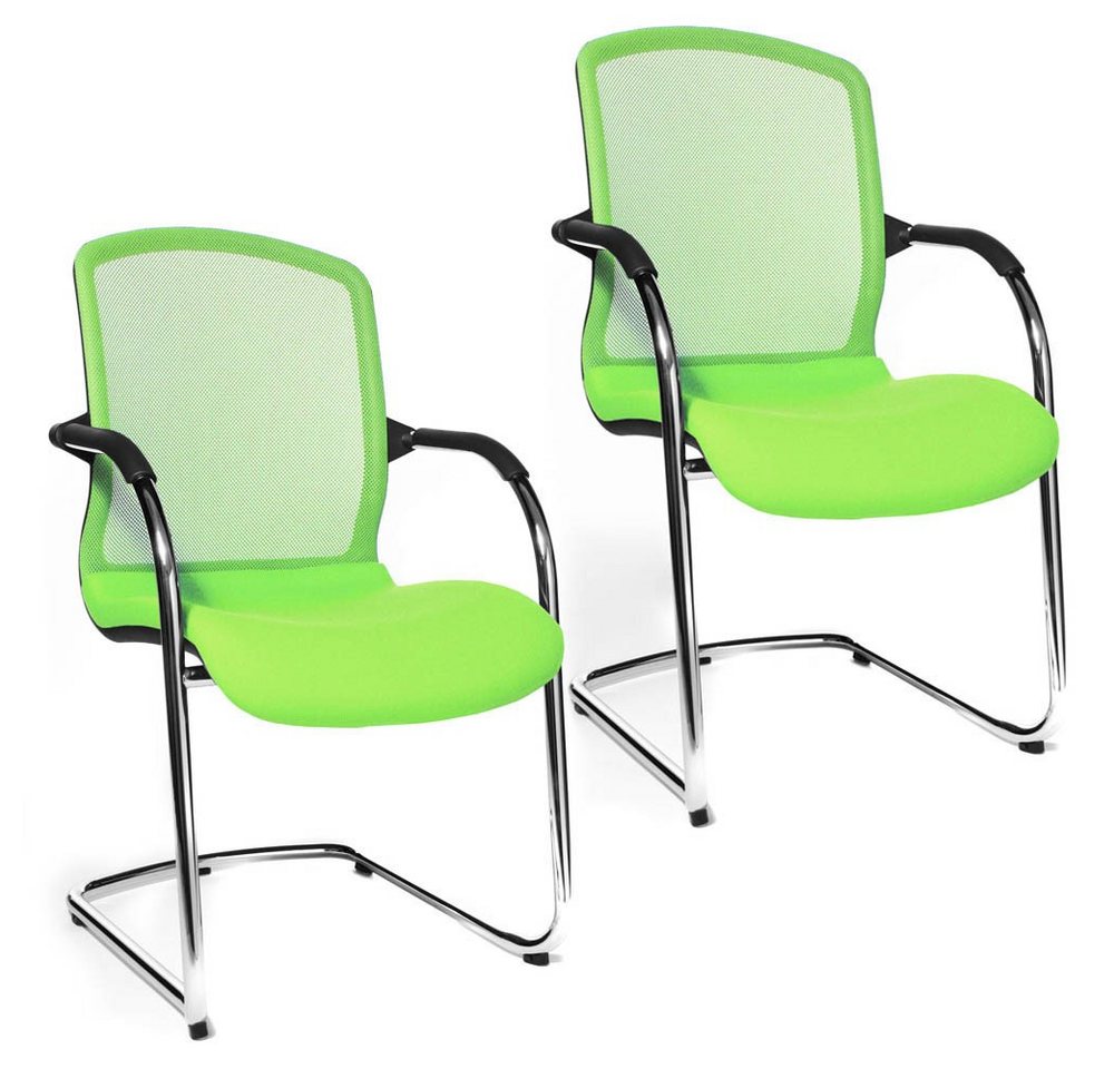 TOPSTAR Besucherstuhl 2 Besucherstühle Freischwinger Open Chair 100 - grün von TOPSTAR