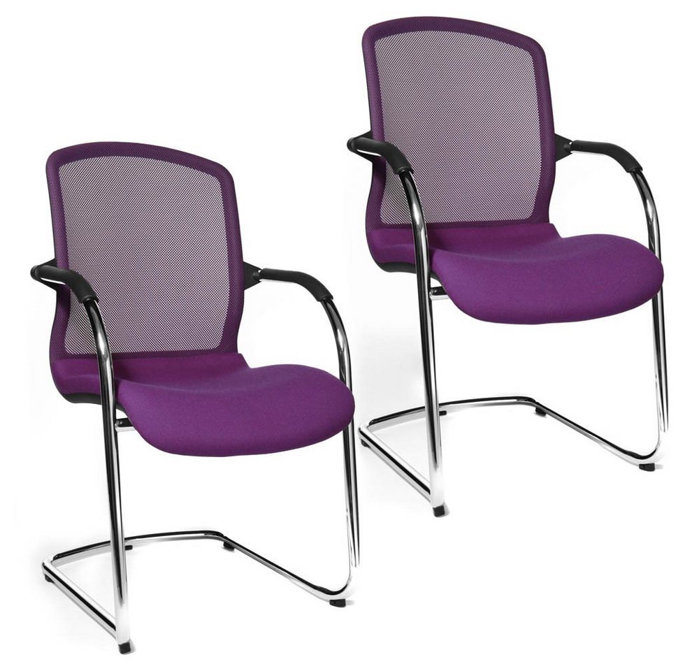 TOPSTAR Besucherstuhl 2 Besucherstühle Freischwinger Open Chair 100 - lila von TOPSTAR