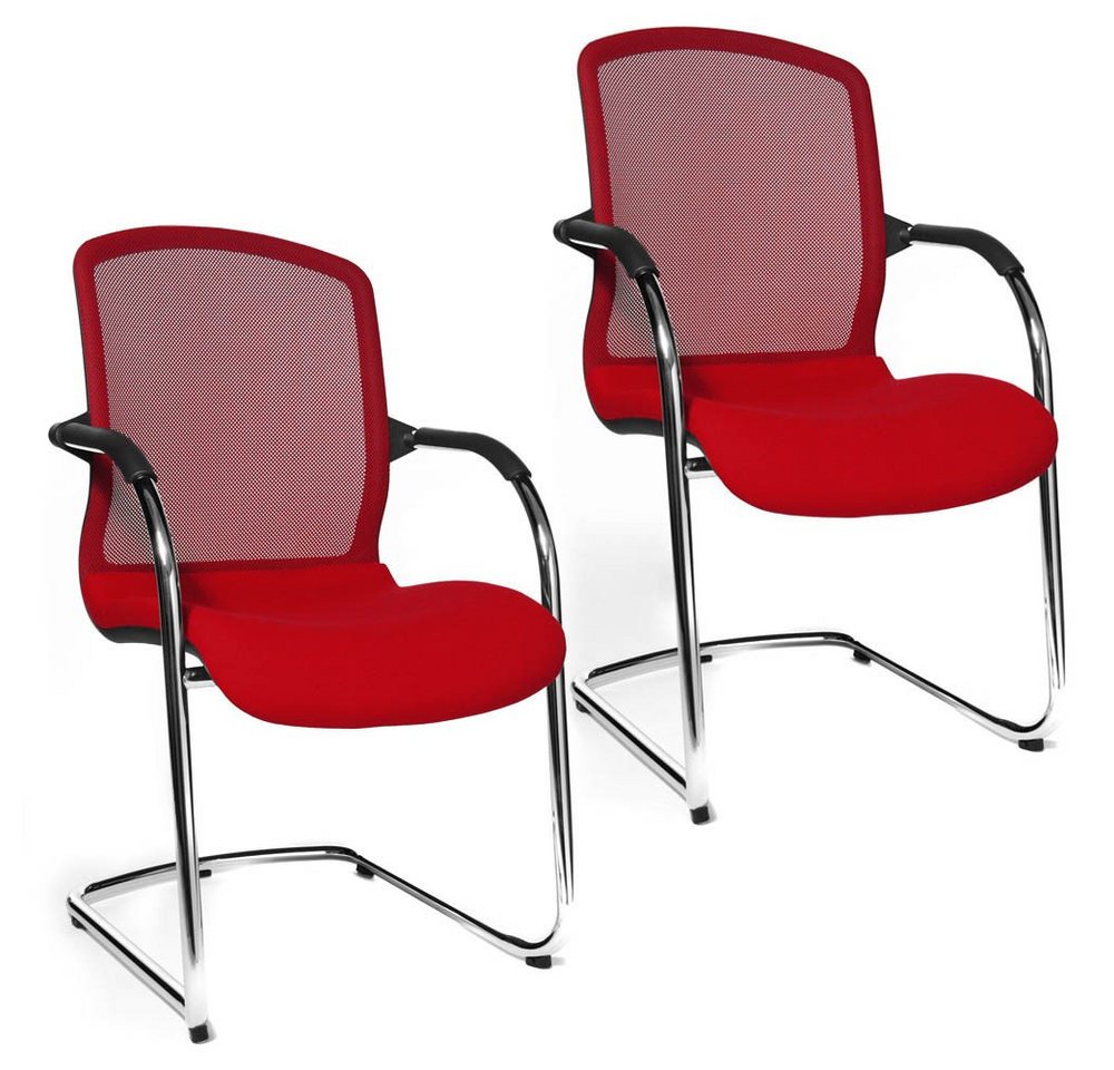 TOPSTAR Besucherstuhl 2 Besucherstühle Freischwinger Open Chair 100 - rot von TOPSTAR