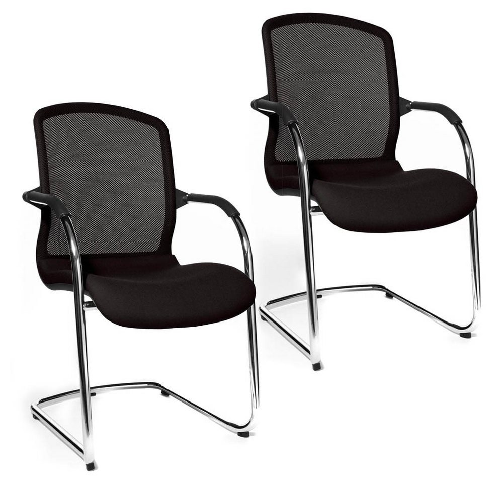 TOPSTAR Besucherstuhl 2 Besucherstühle Freischwinger Open Chair 100 - schwarz von TOPSTAR