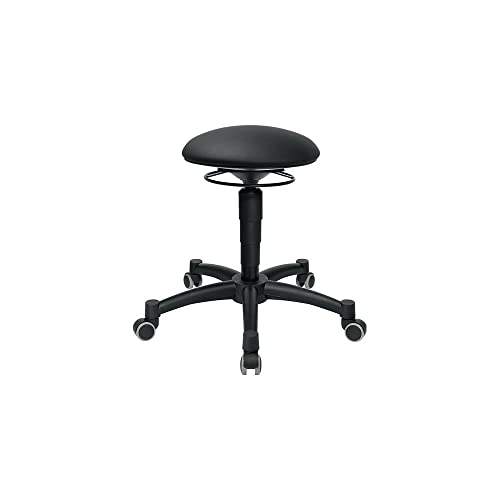 TOPSTAR Drehhocker Body Balance mit Rollen Kunstlederpolster schwarz Sitzhöhenverstellung 420-550 mm von TOPSTAR