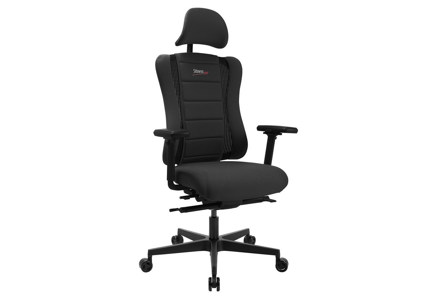 TOPSTAR Gaming-Stuhl SINTESS RS PRO 2020, Schwarz, Kunstleder, Stoff, 3D-Armlehnen, Höhenverstellbar, verstellbare Kopfstütze von TOPSTAR