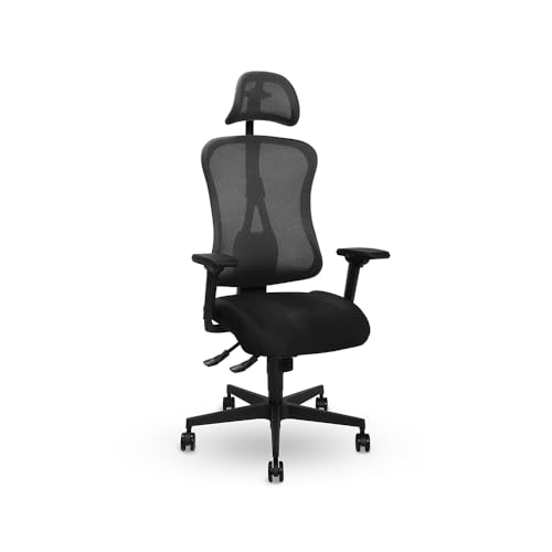 Living Chairs 3D Office Pro ergonomischer Bürostuhl mit bewegter Sitzfläche und Kopfstütze dunkelgrau von TOPSTAR