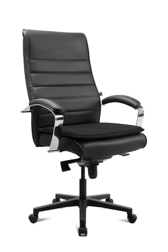 TOPSTAR Living Chairs Basic 30 Bürostuhl Echtleder Schwarz – Ergonomischer Drehstuhl mit Lordosenstütze, Air+ Sitzkissen, Kniematik-Wippmechanik, GS-geprüft, Made in Germany von TOPSTAR