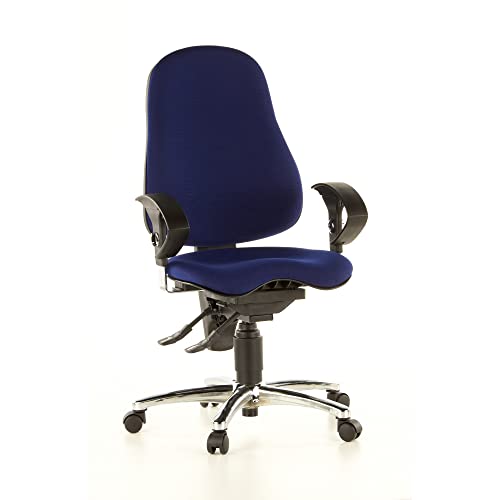Topstar SI59UG26, Sitness 10 ergonomischer Bürostuhl, Schreibtischstuhl, inkl. höhenverstellbaren Armlehnen, Bezugsstoff blau, 113 x 58 x 44 von TOPSTAR