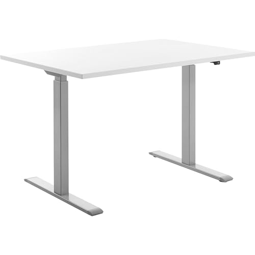 Topstar höhenverstellbarer Schreibtisch E-Table Holz 120x80 grau/weiß von TOPSTAR