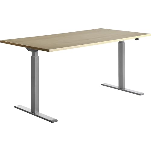 TOPSTAR | Schreibtisch | elektrisch höhenverstellbar | gerade | BxT 1600 x 800 mm | Ahorn/grau von TOPSTAR