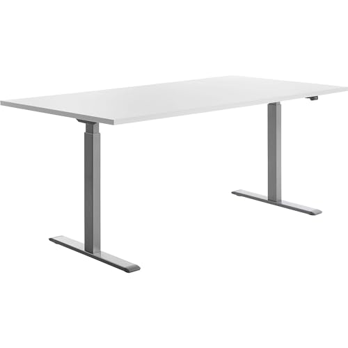Topstar höhenverstellbarer Schreibtisch E-Table Holz 180x80 grau/weiß von TOPSTAR