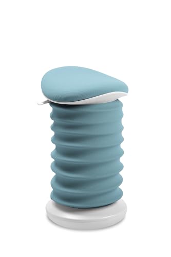 TOPSTAR Sitness 4D AGR-Zertifiziert Dynamischer Sitzhocker papyrusweiss blau - ergonomischer Bürohocker - höhenverstellbar - stärkt den Rücken - entlastet die Bandscheiben von TOPSTAR