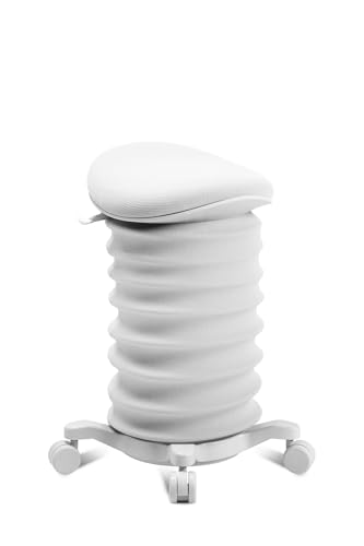 TOPSTAR Sitness 4D mit Rollen - AGR-Zertifiziert Dynamischer Sitzhocker Papyrus - Weiss, ergonomischer Bürohocker - höhenverstellbar - stärkt den Rücken - entlastet die Bandscheiben von TOPSTAR