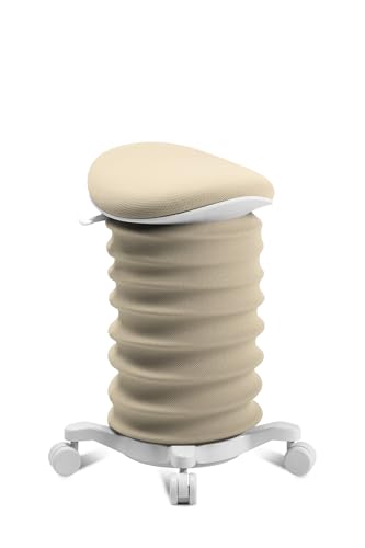 TOPSTAR Sitness 4D mit Rollen - AGR-Zertifiziert Dynamischer Sitzhocker Papyrus - beige, ergonomischer Bürohocker - höhenverstellbar - stärkt den Rücken - entlastet die Bandscheiben von TOPSTAR