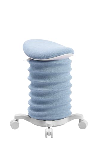 TOPSTAR Sitness 4D mit Rollen AGR-Zertifiziert Dynamischer Sitzhocker Papyrus - hellblau, ergonomischer Bürohocker - höhenverstellbar - stärkt den Rücken - entlastet die Bandscheiben von TOPSTAR