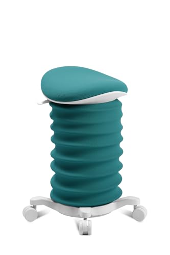 TOPSTAR Sitness 4D mit Rollen AGR-Zertifiziert Dynamischer Sitzhocker Papyrus - petrolgrün, ergonomischer Bürohocker - höhenverstellbar - stärkt den Rücken - entlastet die Bandscheiben von TOPSTAR