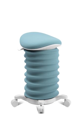 TOPSTAR Sitness 4D mit Rollen - AGR-Zertifiziert Dynamischer Sitzhocker Papyrus - softblau Stoff HI6, ergonomischer Bürohocker - höhenverstellbar - stärkt den Rücken - entlastet die Bandscheiben von TOPSTAR