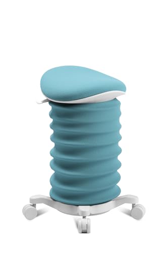 TOPSTAR Sitness 4D mit Rollen - AGR-Zertifiziert Dynamischer Sitzhocker Papyrus - türkis, ergonomischer Bürohocker - höhenverstellbar - stärkt den Rücken - entlastet die Bandscheiben von TOPSTAR