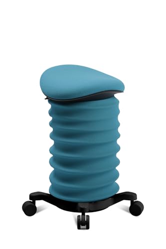 TOPSTAR Sitness 4D mit Rollen - AGR-Zertifiziert Dynamischer Sitzhocker schwarz - Petrol, ergonomischer Bürohocker - höhenverstellbar - stärkt den Rücken - entlastet die Bandscheiben von TOPSTAR
