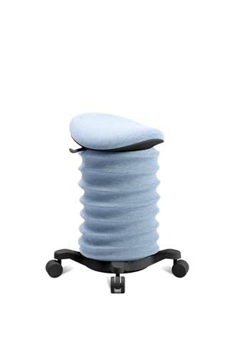 TOPSTAR Sitness 4D mit Rollen AGR-Zertifiziert Dynamischer Sitzhocker schwarz - blau, ergonomischer Bürohocker - höhenverstellbar - stärkt den Rücken - entlastet die Bandscheiben von TOPSTAR