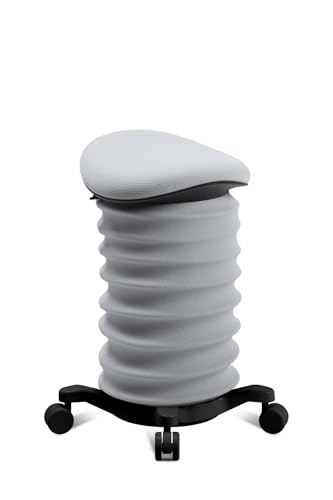 TOPSTAR Sitness 4D mit Rollen - AGR-Zertifiziert Dynamischer Sitzhocker schwarz - grau Stoff HI8, ergonomischer Bürohocker - höhenverstellbar - stärkt den Rücken - entlastet die Bandscheiben von TOPSTAR