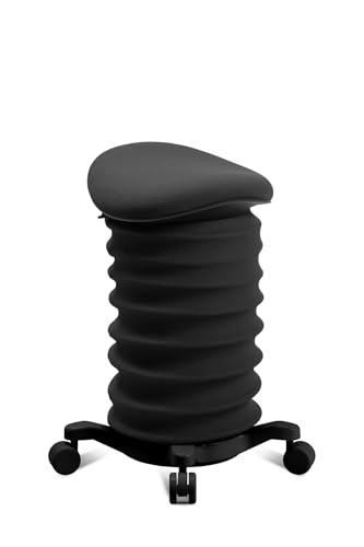 TOPSTAR Sitness 4D mit Rollen - AGR-Zertifiziert Dynamischer Sitzhocker schwarz - schwarz Stoff HI0, ergonomischer Bürohocker - höhenverstellbar - stärkt den Rücken - entlastet die Bandscheiben von TOPSTAR