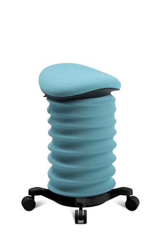 TOPSTAR Sitness 4D mit Rollen - AGR-Zertifiziert Dynamischer Sitzhocker schwarz - türkis, ergonomischer Bürohocker - höhenverstellbar - stärkt den Rücken - entlastet die Bandscheiben von TOPSTAR