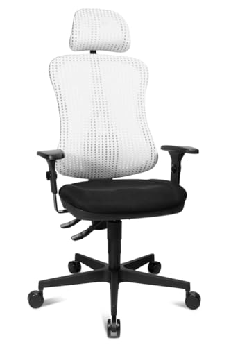 TOPSTAR Sitness 90 P X ergonomischer Schreibtischstuhl, Bürostuhl mit bewegter Sitzfläche + Kopfstütze Weiss von TOPSTAR