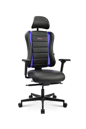 TOPSTAR Sitness RS Pro 2020 ergonomischer Schreibtischstuhl, Bürostuhl mit bewegter Sitzfläche, Gaming-Stuhl schwarz blau, SR90TW3S106X von TOPSTAR