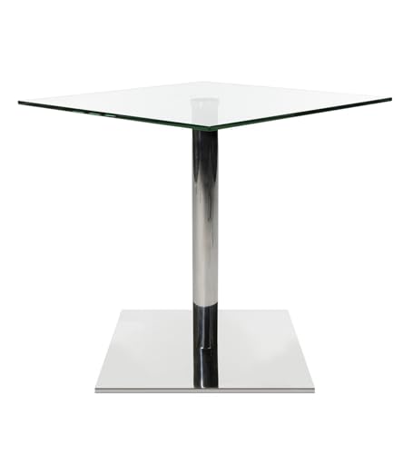TOPSTAR Wagner W-Table Beistelltisch, Glasplatte, Chromsäule mit Aluminiumfuß, Modern Design (Eckig) von TOPSTAR