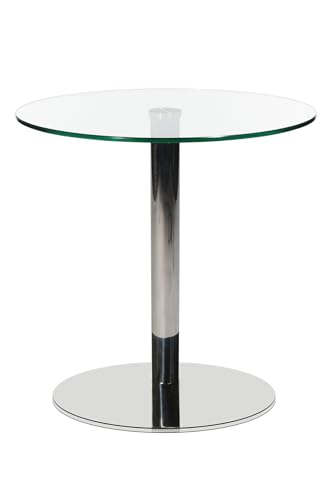 TOPSTAR Wagner W-Table Beistelltisch, Runde Glasplatte, Chromsäule mit Aluminiumfuß, Modern Design (Rund) von TOPSTAR