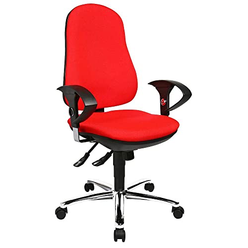 Topstar Support SY, ergonomischer Bürostuhl, Schreibtischstuhl, inkl. höhenverstellbare Armlehnen, Bezugsstoff, rot von TOPSTAR
