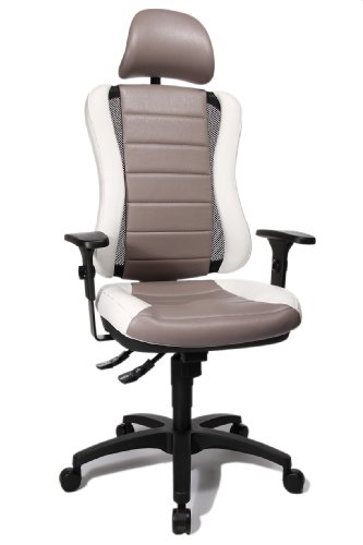 Topstar HE30P S033X Head Point RS "P4", Bürostuhl, Schreibtischstuhl, inkl. höhenverstellbare Armlehnen, Kopfstütze, Polsterung weiß/hellgrau von TOPSTAR
