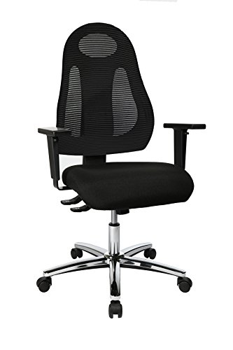 Topstar Free Art Chrom, ergonomischer Bürostuhl, Schreibtischstuhl mit Design-Rückenlehne, inkl. höhenverstellbarer Armlehnen, Stoff, Schwarz/Schwarz von TOPSTAR