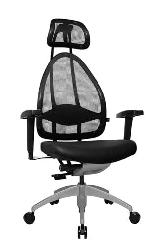 Topstar J170T S10 Open Art 10, Design- und Komfort-Drehstuhl, Bürostuhl, Schreibtischstuhl, inkl. Armlehnen, schwarz, alusilber, Sitzhöhe: 44 - 52 cm von TOPSTAR