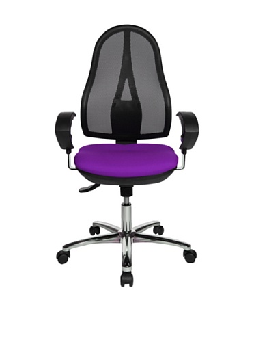 Topstar Open Point SY Deluxe, ergonomischer Syncro-Bandscheiben-Drehstuhl, Bürostuhl, Schreibtischstuhl, inkl. Armlehnen (höhenverstellbar), Stoff, lila von TOPSTAR