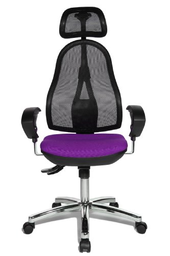 Topstar OP290UG03X Open Point SY Bürostuhl, Schreibtischstuhl, Syncro-Bandscheiben-Drehstuhl, inkl. höhenverstellbare Armlehnen und Kopfstütze, Bezugsstoff lila von TOPSTAR