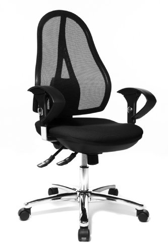 Topstar OP290UG20 Syncro-Bandscheiben-Drehstuhl Open Point SY Deluxe inklusive Armlehnen/Stoffbezug, schwarz von TOPSTAR