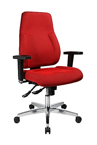 Topstar PI99GBC1 P91, Bürostuhl, Schreibtischstuhl, breiter Muldensitz, inkl. höhenverstellbare Armlehnen, Konturpolsterung, Bezug rot von TOPSTAR